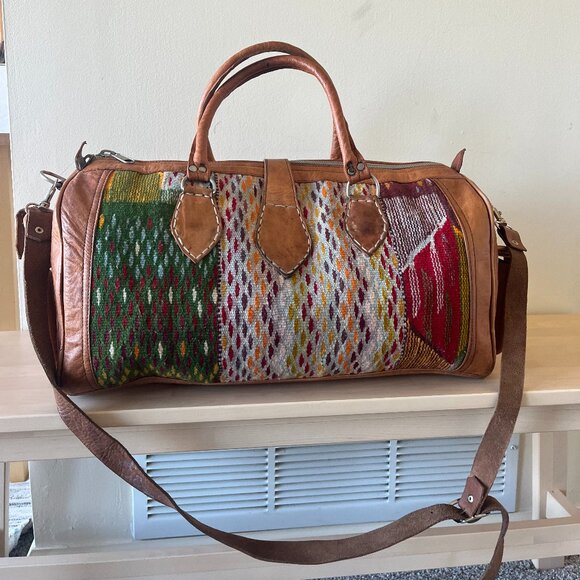 Handbags - Moroccan Leather Kilim Weekender Bag – Handmade Travel Duffel